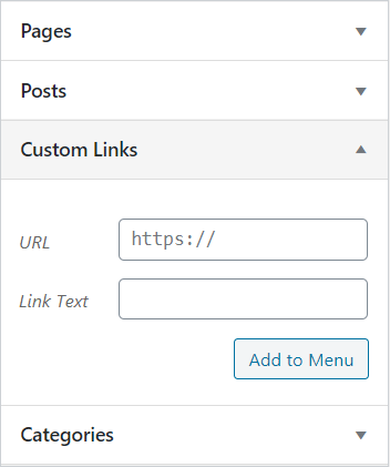 custom link in navigation menu